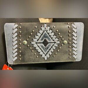 Montana West Grey Wallet with Gold Accents